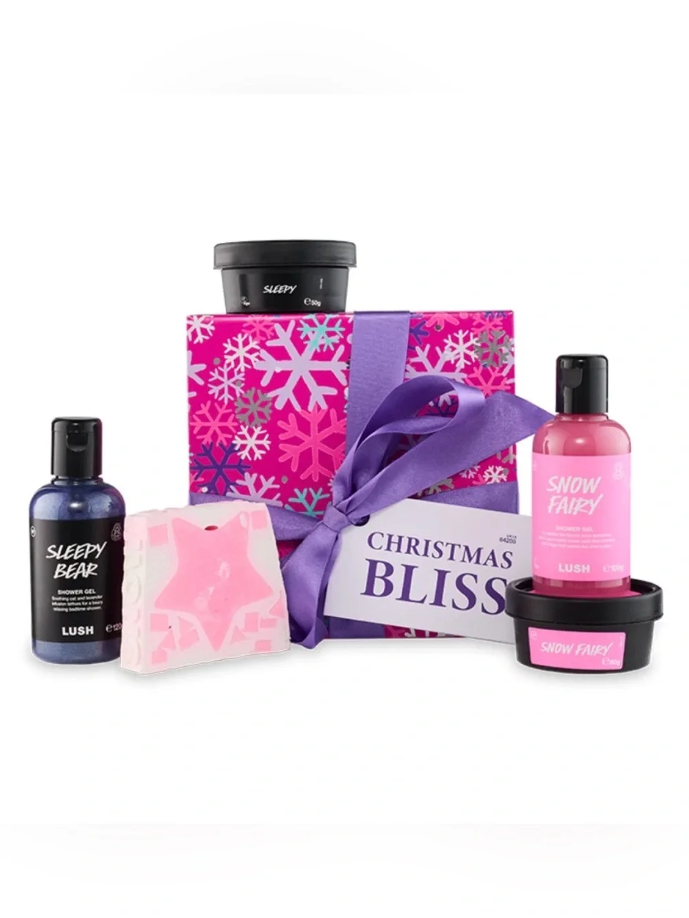 NIB LUSH 5 PC Christmas Bliss Gift Set Snow Fairy Sleepy Bear Gel Lotion Scrub
